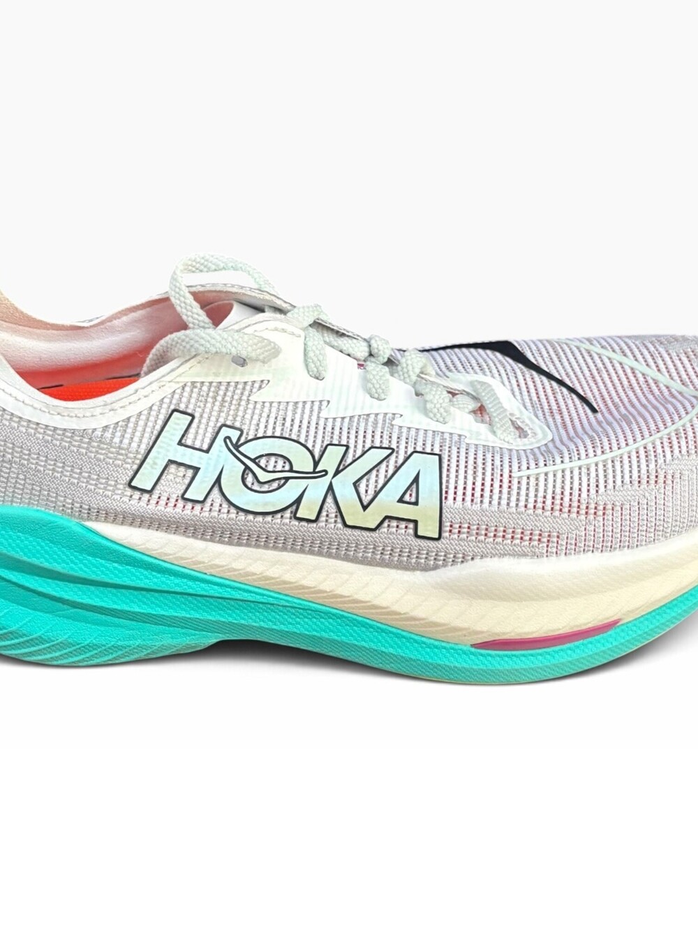 Hoka One One Mach X 2 Running Shoes Size Women's 10B White Neon Blue Gym